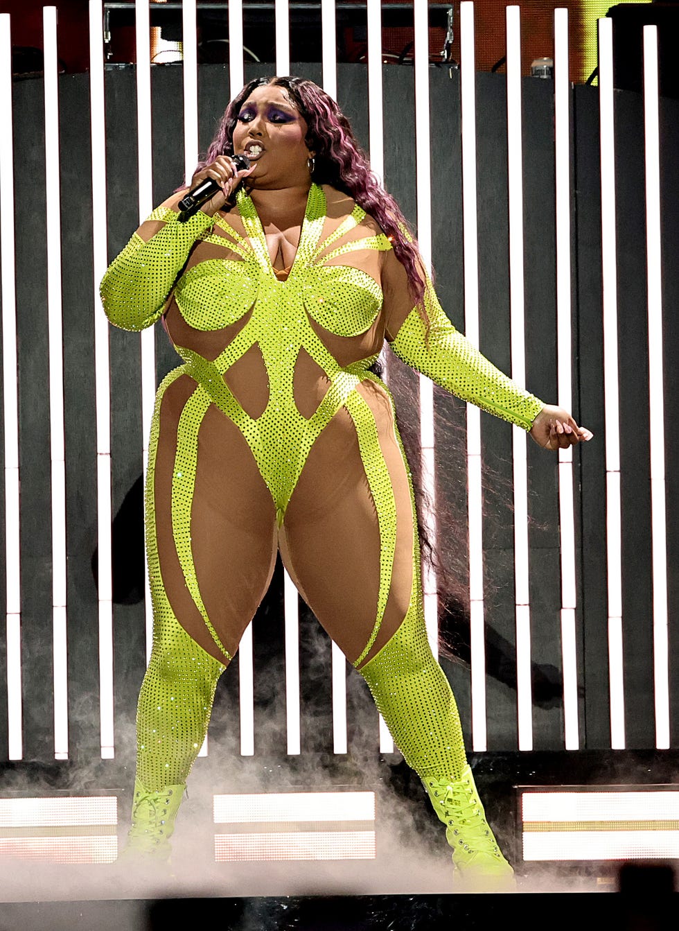 Lizzo's neon green bodysuit at a concert